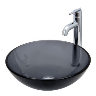 VIGO Vessel Bathroom Sets 6 in D Glass Round Vessel Sink Faucet Included