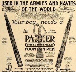 1917 Ad WWI Army Navy Parker Fountain Pen Janesville   Original Print Ad  