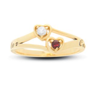 10K Gold Couples Birthstone Heart Ring (2 Stones and Names)   Zales