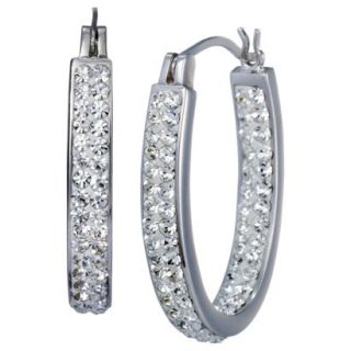 Hoop Earrings with Crystals   Silver/White