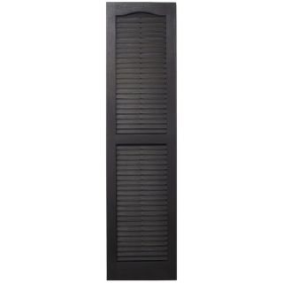 Severe Weather 2 Pack Black Louvered Vinyl Exterior Shutters (Common 75 in x 15 in; Actual 74.5 in x 14.5 in)