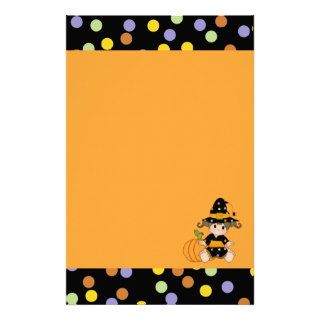 Lil Polka Dot Witch with Pumpkin Stationary Customized Stationery