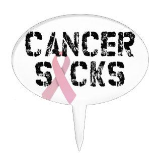 Cancer Sucks   Breast Cancer Ribbon Cake Picks
