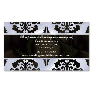 Blue and Brown damask Wedding enclosure cards Business Card Template
