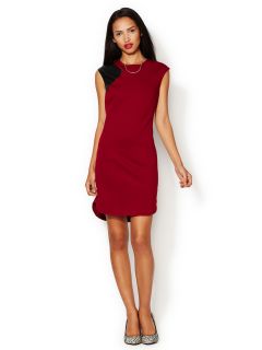 Missy Ponte Shift Dress with Leather Combo by Trina Turk