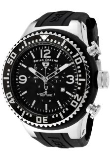 Swiss Legend 11812P 01  Watches,Mens Neptune Chronograph Black Dial Black Silicone, Chronograph Swiss Legend Quartz Watches