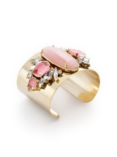Pink & Clear Stone Cuff Bracelet by Noir Jewelry