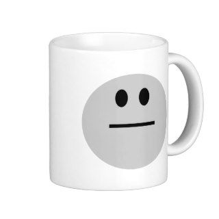 Serious smiley face (grey) mugs