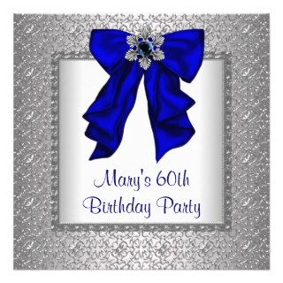 Royal Blue Womans 60th Birthday Party Custom Announcement