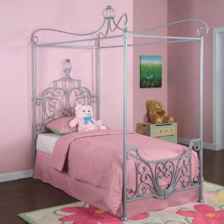 Powell Princess Sparkle Silver Twin Canopy Bed