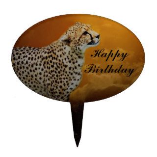 Cheetah beauty and sunset cake toppers