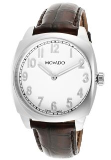 Movado 606587  Watches,Mens White Dial Brown Genuine Leather, Casual Movado Quartz Watches