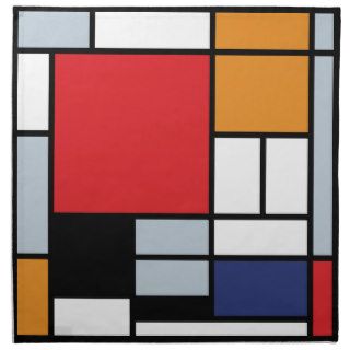 Mondrian Composition with Large Red Plane Cloth Napkins
