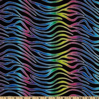 Zebra Glitter Rainbow/Black Fabric