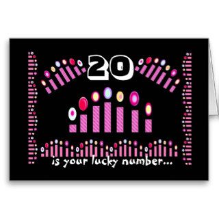20 is Your Lucky NumberHappy 20th Birthday Greeting Card