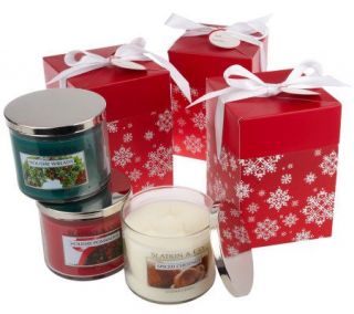 Slatkin & Co. Set of 3 Gifts On the Go Triple Wick 14.5oz. Candles —