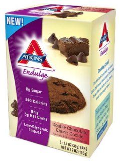 Atkins Endulge Double Chocolate Chunk Cookie, 5 Count (Pack of 6) Health & Personal Care