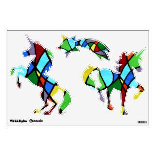 Stained glass abstract Unicorns.wall decal