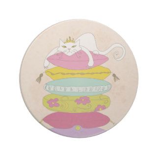 Grumpy princess cat and the pea cartoons drink coasters