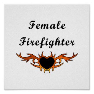 Female Firefighter Tattoo Posters