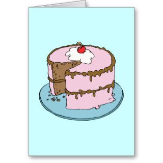 Cake Desserts Junk Snack Food Cartoon Art Greeting Cards