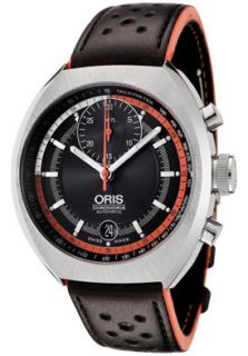 Oris 67275644154LS  Watches,Mens Chronoris Automatic Black and Orange Leather, Luxury Oris Automatic Watches
