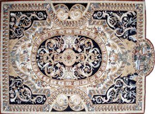 80x110" Marble Mosaic Stone Art Tile Floor Rug   Household Carpeting  