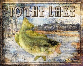 To The Lake Best Painting Pond Cool Bass Fish Beautiful Lake Durable Fishing Trout Poster 14X11   Prints