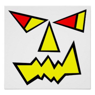 Jack O Lantern Pumpkin Evil Grin Halloween Cubic Posters