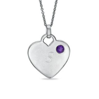 Personalized Birthstone Heart Pendant in Sterling Silver (1 Stone and