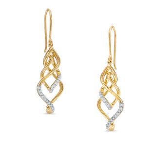 CT. T.W. Diamond Twisted Vine Drop Earring in 10K Gold   Zales