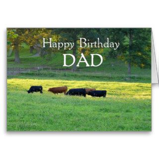 Happy Birthday DAD Cows in pasture. Greeting Cards