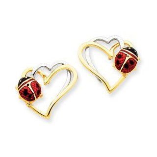 14k Gold Two tone Enamel & Resin Ladybug Pendants Jewelry