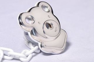little bear sterling silver dummy clip baby gift by silver dummy clips