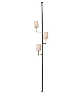 Thomas O'Brien Ziyi Tension Pole Lamp in Bronze and Hand Rubbed Antique Brass with Natural Paper Shades by Visual Comfort TOB1013BZ/HAB NP   Lampshades