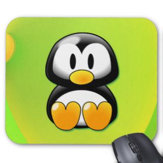 Adorable Sitting Cartoon Penguin Mouse Pads
