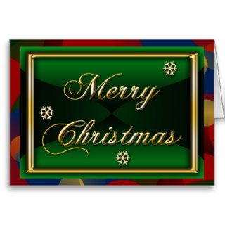 Backlit Green and Gold Merry Christmas Cards