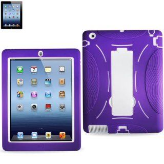 Apple The New iPad(iPad3) Purple / White New Style Premium Silicone Case+Hard Cover Case+KickStand For Apple Cell Phones & Accessories