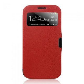 Ganbol Original New S View Case Smart Sleep Awake Flip Cover for Samsung Galaxy S4 i9500 Red Cell Phones & Accessories