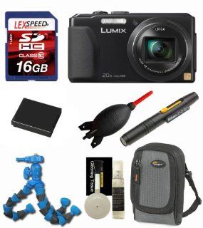 Panasonic Lumix DMC ZS30 ZS30K (Black) + Flexpod + LowePro Case + 16GB Kit  Point And Shoot Digital Camera Bundles  Camera & Photo