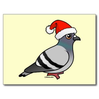 Cute Cartoon Pigeon Santa Postcard