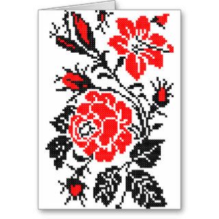 Red&Black Rose cross stitch Russian Pattern Cards
