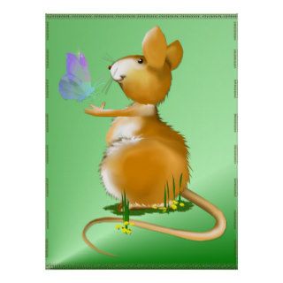 Field Mouse and Blue Butterfly poster