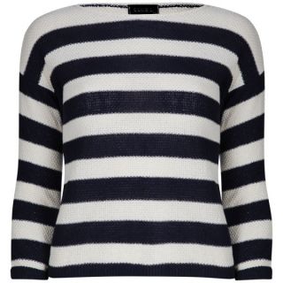 Club L Womens Striped Box Knitted Jumper   Navy/White      Womens Clothing