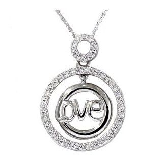 White Gold .50CT Diamond Love Circle Pendant Necklace Chain Necklaces Jewelry