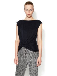 Cap Sleeve Knot Front Top by Halston Heritage