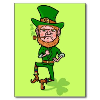 Funny Angry Lucky Irish Leprechaun Post Card