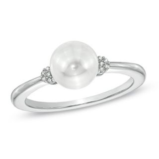 Honora 7.5   8.0mm Cultured Freshwater Pearl and Diamond Accent Ring