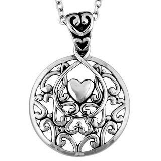 Stainless Steel Heart and Swirl Hollow Necklace West Coast Jewelry Stainless Steel Necklaces