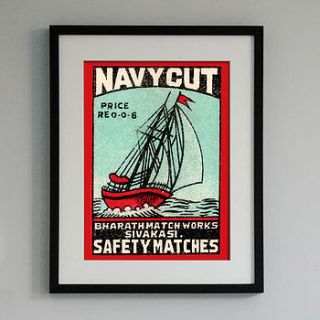 navy cut sailing print by ink & sons